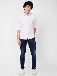 SPYKAR Vertical Striped Spread Collar Long Sleeves Cotton Casual Shirt