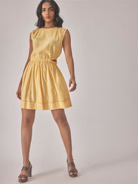 The Label Life Round Neck Cut-Outs Cotton Fit & Flare Dress