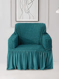 Cortina Teal Elastik Sarung Sofa Boleh Renggang Dengan Lengan