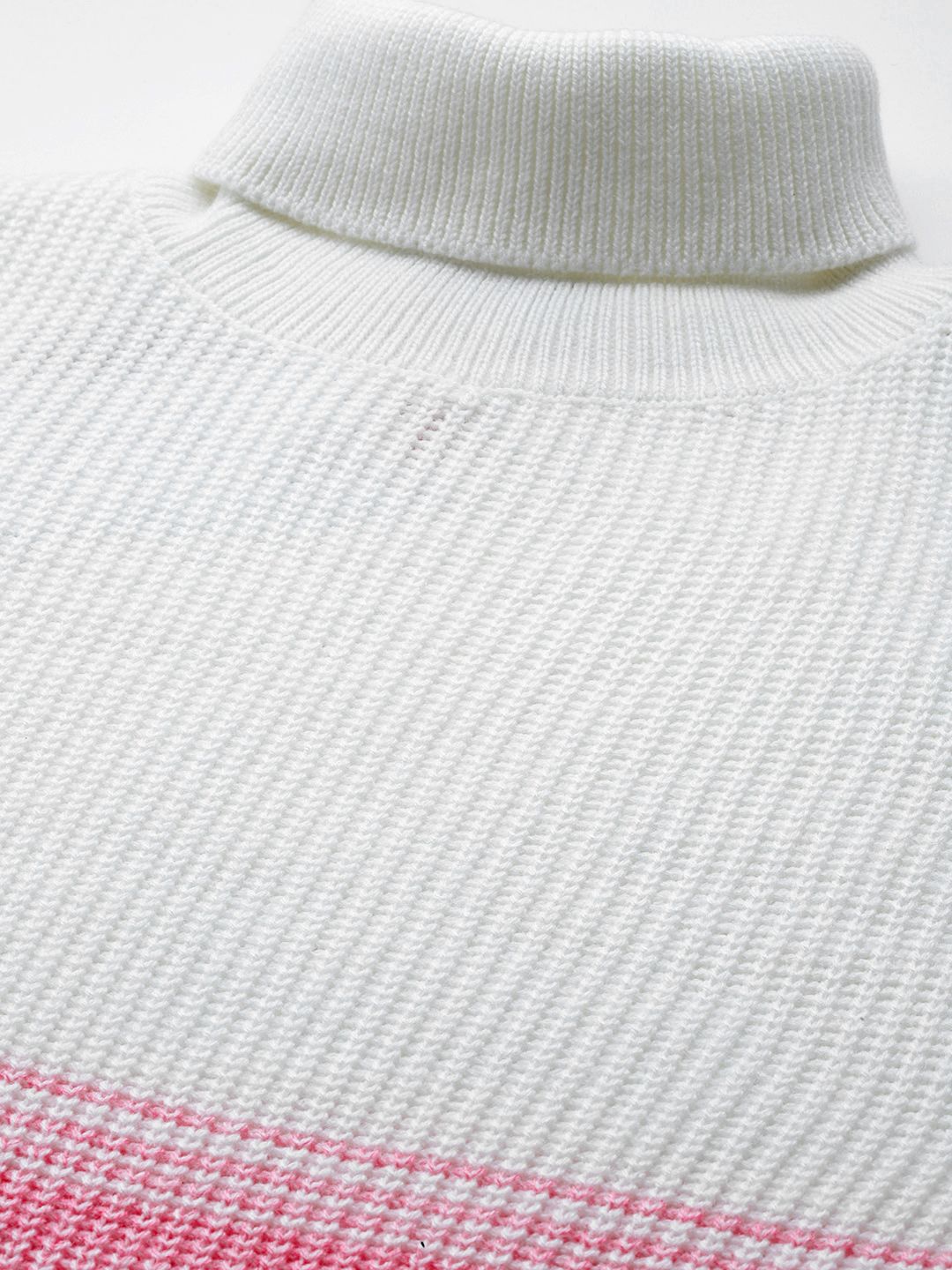 DressBerry Full Sleeves High Neck Colourblocked Mini Sweater Dress