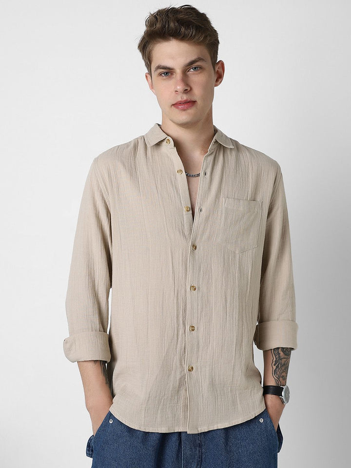 VASTRADO Men Classic Slim Fit Opaque Casual Shirt