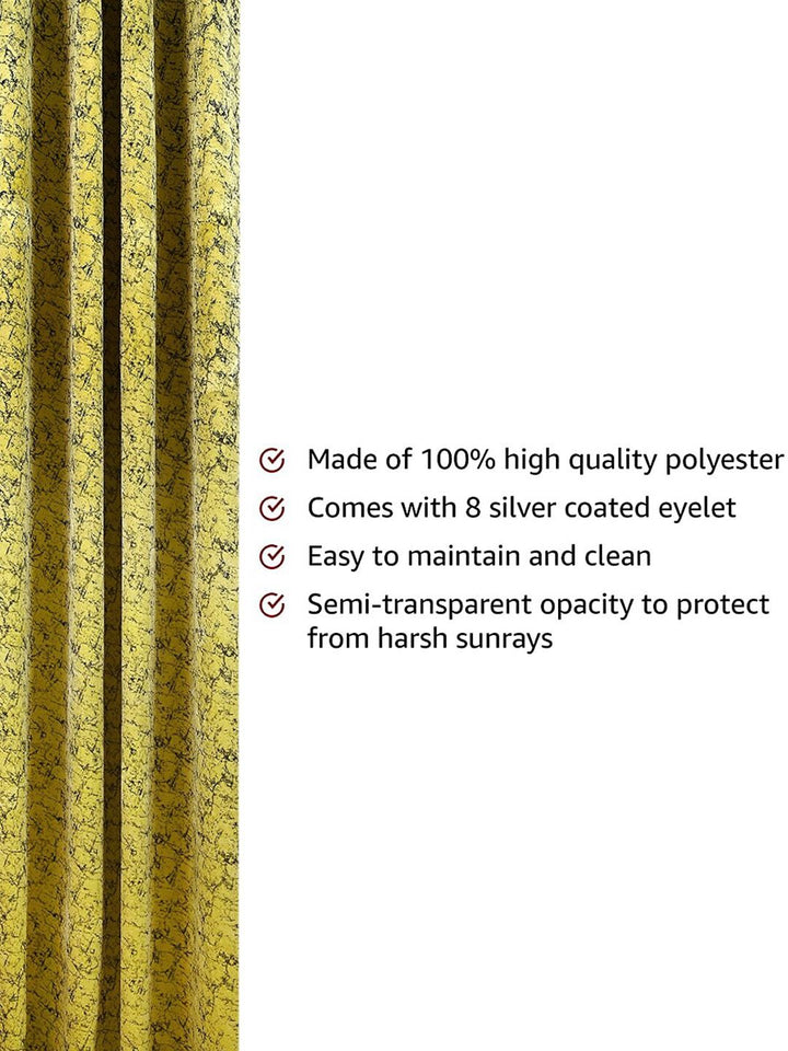 Cortina Green & Black 2 Pieces Printed Room Darkening Velvet Long Door Curtains
