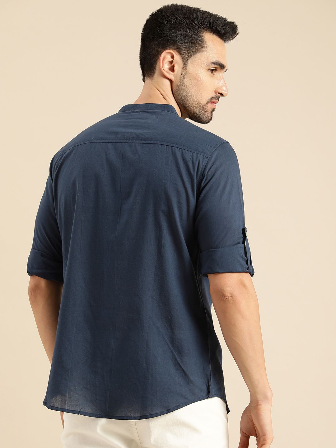 Anouk Men Navy Blue Multi Striped Pure Cotton Casual Shirt