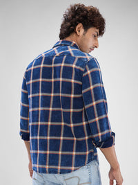 SPYKAR Men Windowpane Checks Pocket Detailing Slim Fit  Casual Shirt