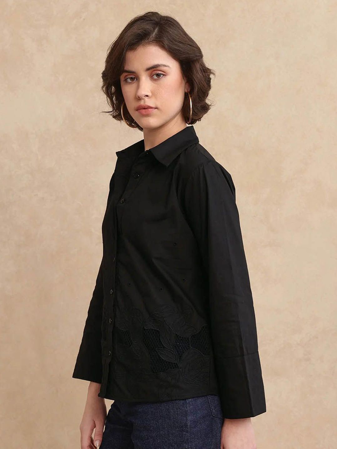 Rareism Women Cotton Shirt Style Top