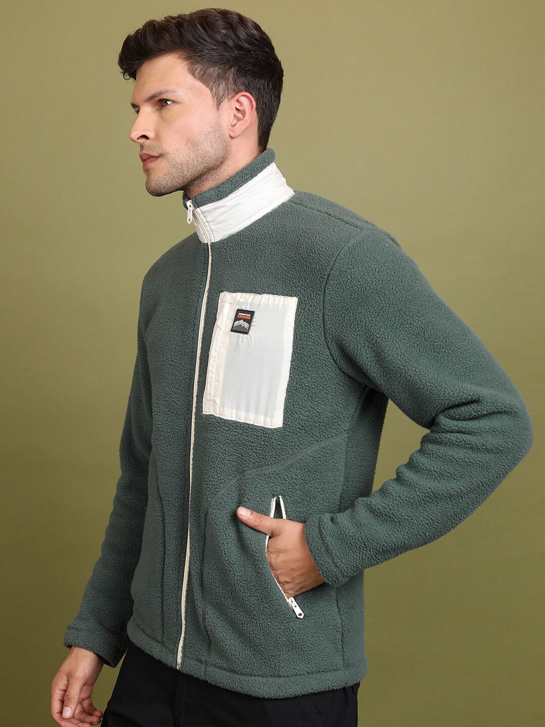 HIGHLANDER Mock Collar Front-Open Sweatshirt