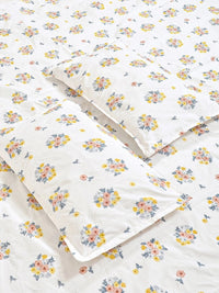 Moda Rapido X KLOTTHE Cream-Coloured Floral 300 TC King Bedsheet with 2 Pillow Covers