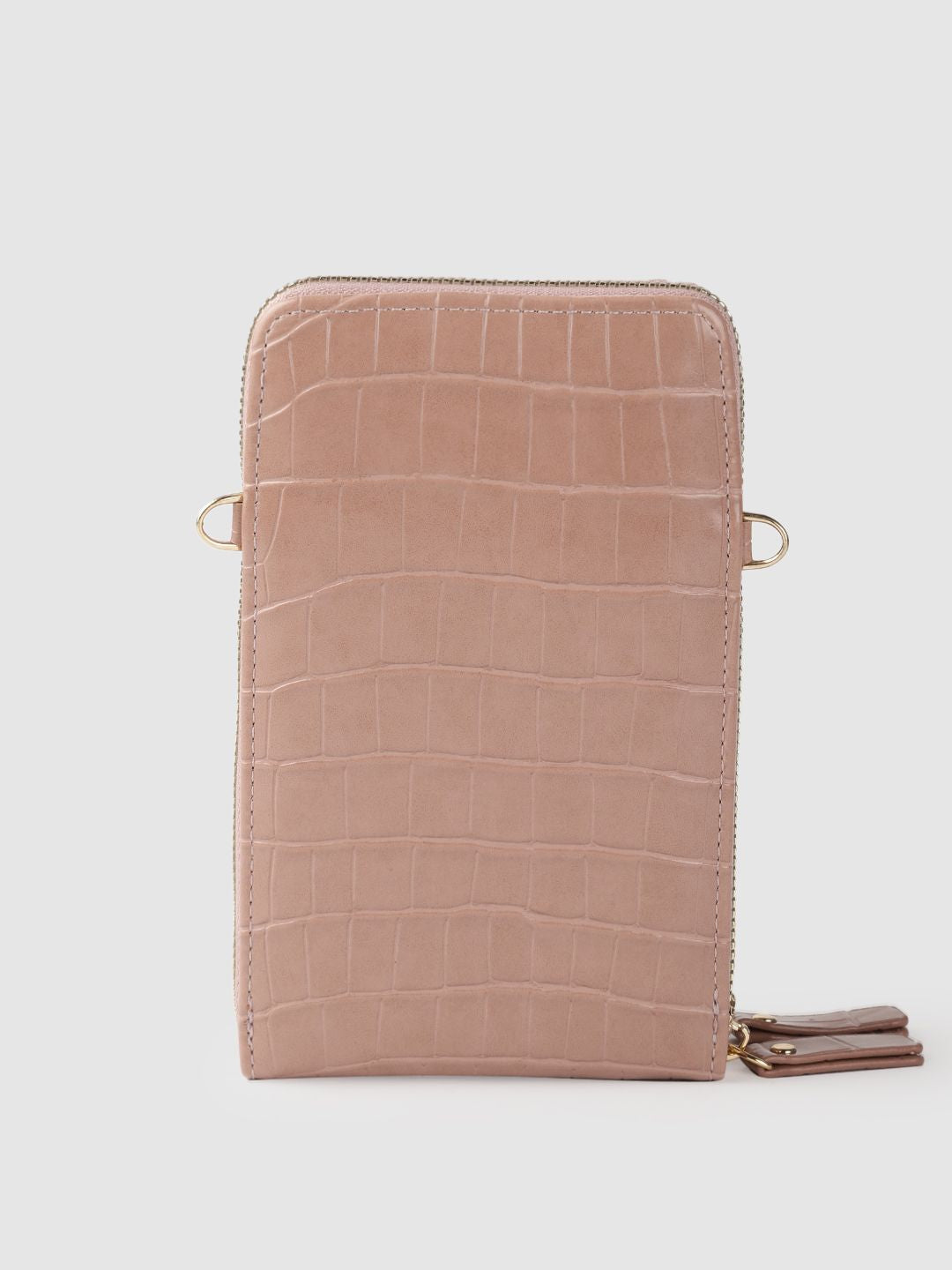 Lino Perros Peach-Coloured Animal Textured PU Structured Sling Bag