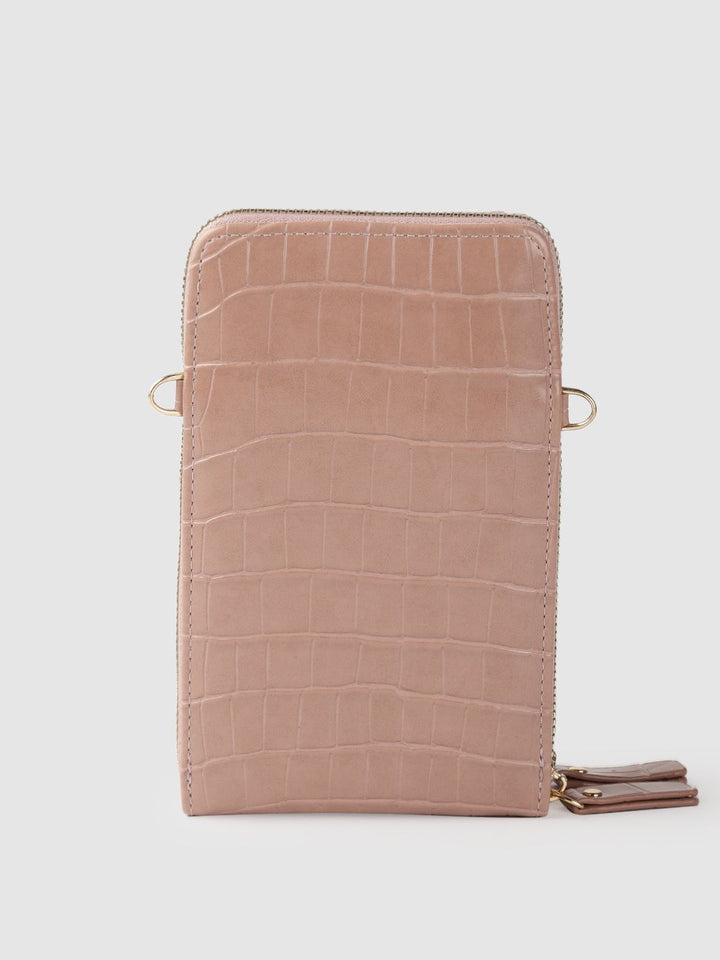 Lino Perros Peach-Coloured Animal Textured PU Structured Sling Bag