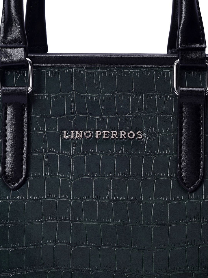 Lino Perros Croc Textured Structured Handheld Bag
