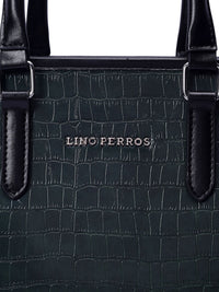Lino Perros Croc Textured Structured Handheld Bag