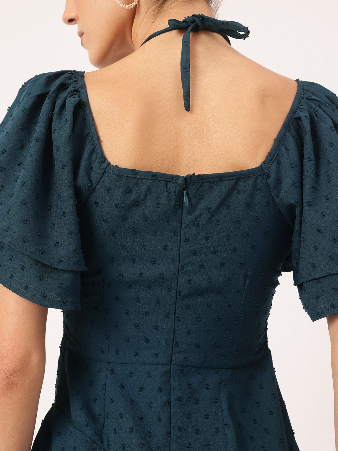 DressBerry Flirty & Fabulous Dobby Cut-Out Tie-Up Sweetheart Neck Layered Mini Dress