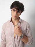 VASTRADO Men Classic Spread Collar Textured Slim Fit Casual Shirt