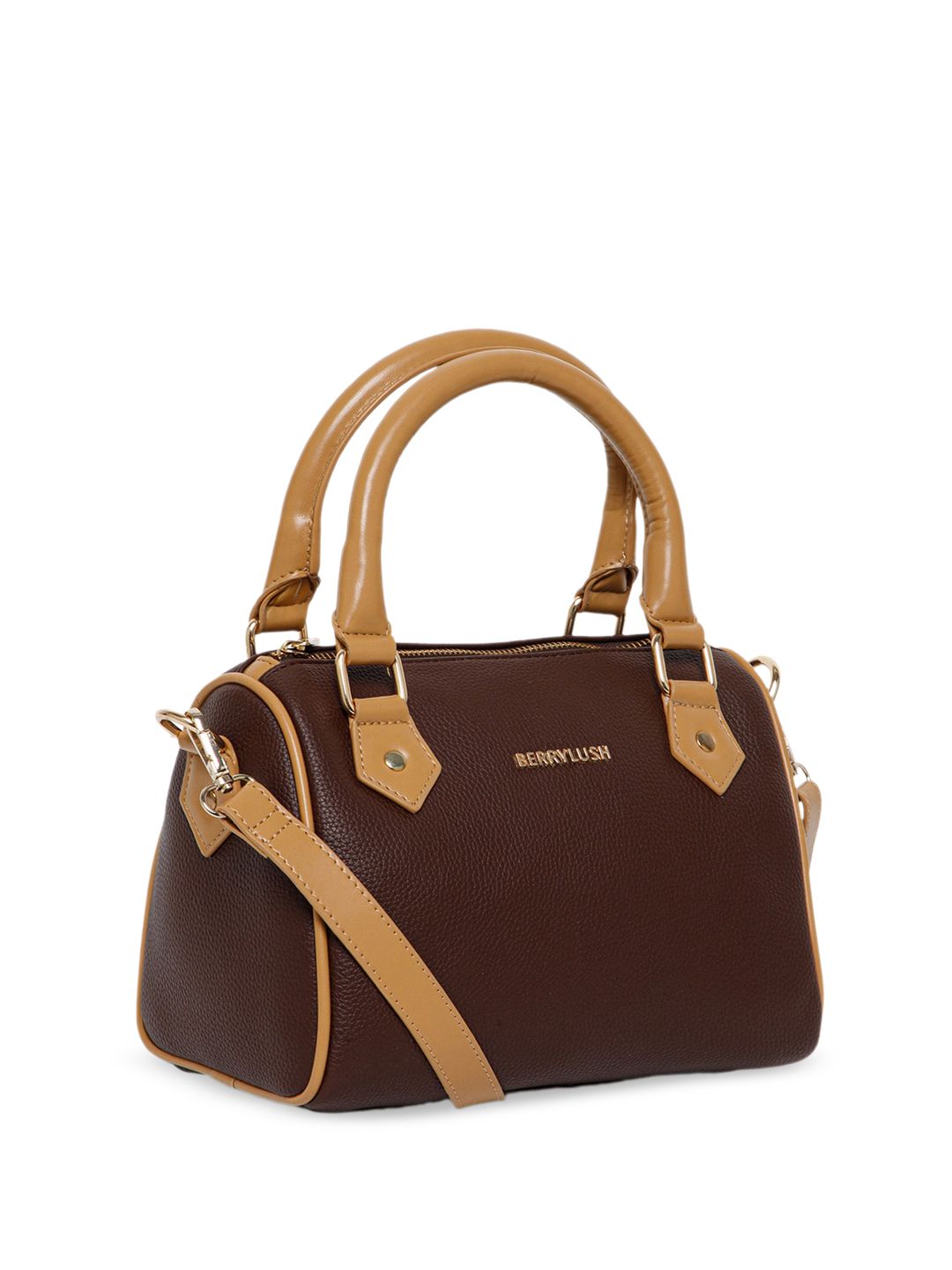 Berrylush Brown Structured Handheld Bag