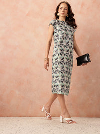 all about you Printed Midi Shift Dress with Slit