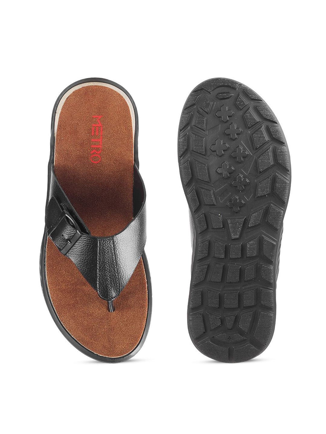 Metro Men Open Toe Comfort Sandals With Buckles