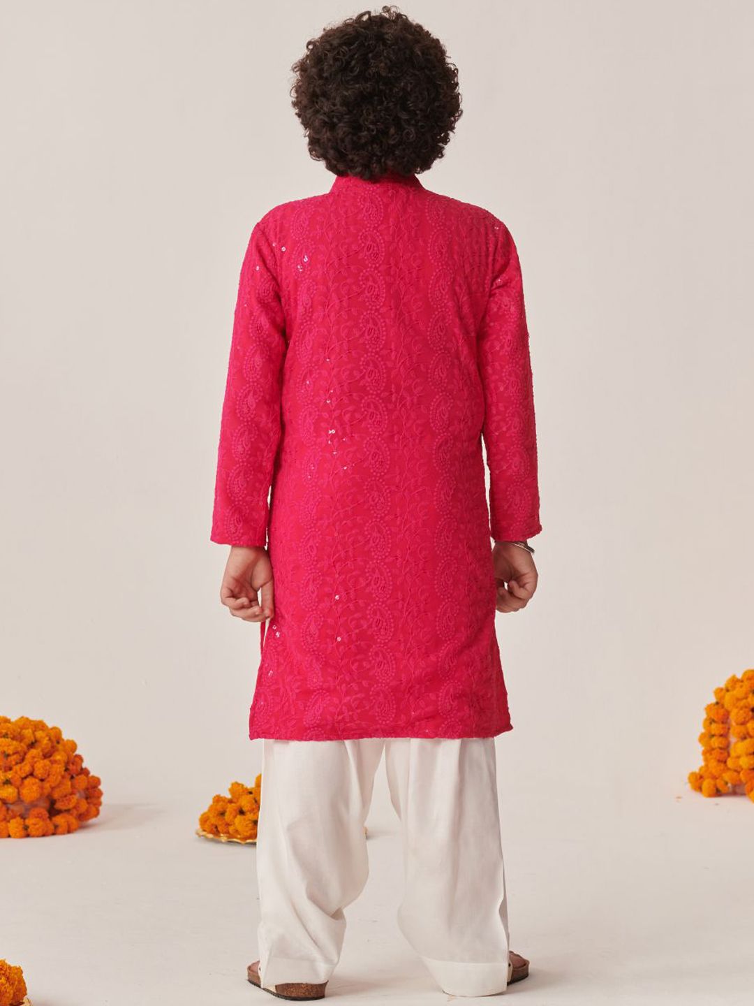 pspeaches Boys Floral Embroidered Regular Thread Work Kurta with Salwar