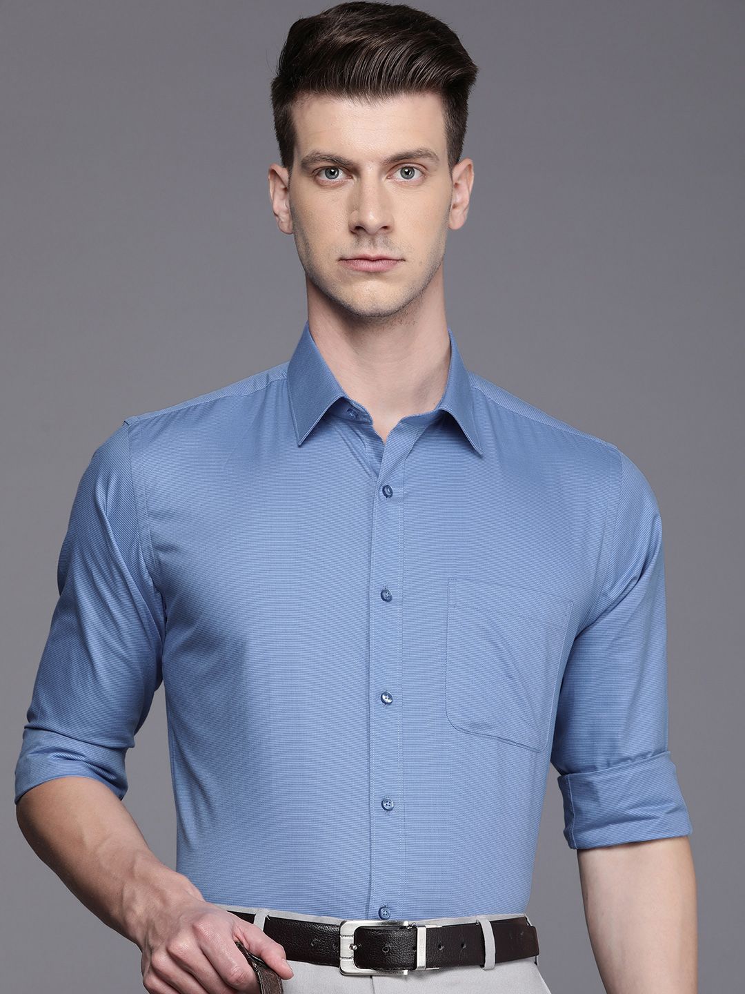 Raymond Slim Fit Textured Pure Cotton Formal Shirt