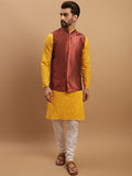 SOJANYA Embroidered Sequinned Pure Cotton Kurta with Churidar & Woven Design Nehru Jacket