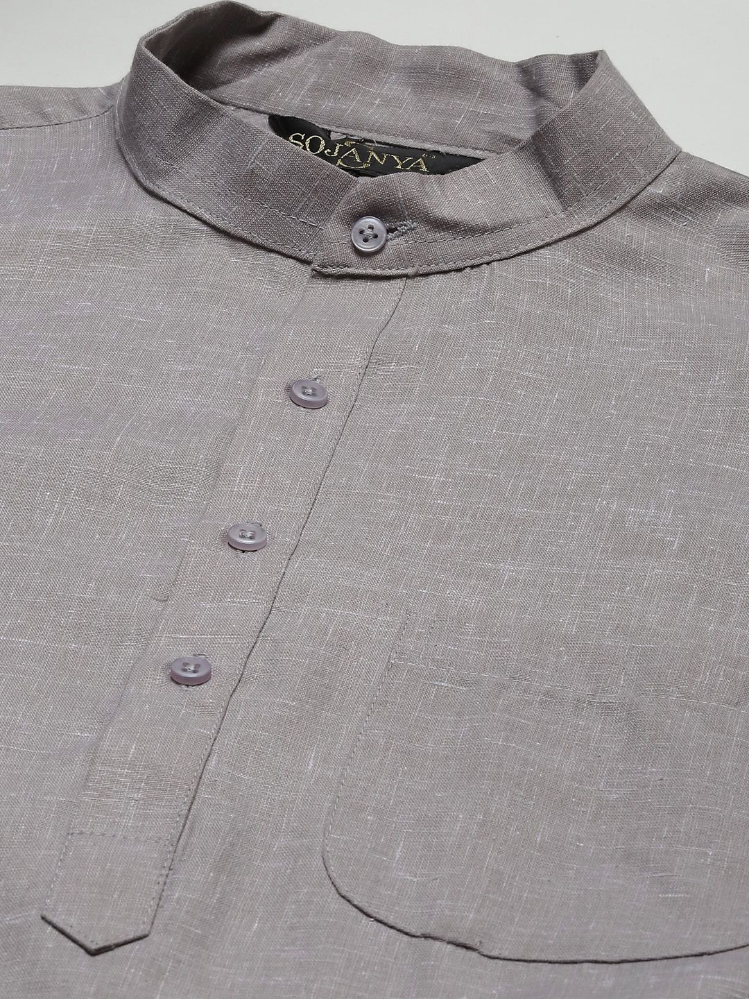 SOJANYA Lelaki Grey Dobby Cotton Linen Kurta