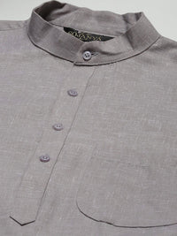 SOJANYA Lelaki Grey Dobby Cotton Linen Kurta