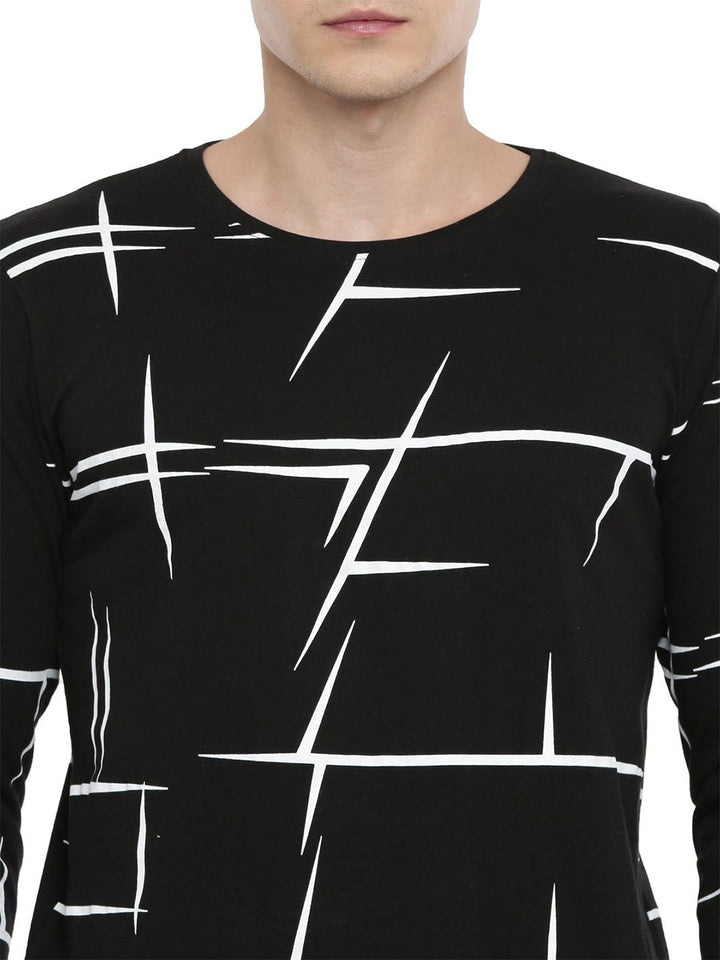 ADRO Men Abstract Printed Round Neck T-shirt
