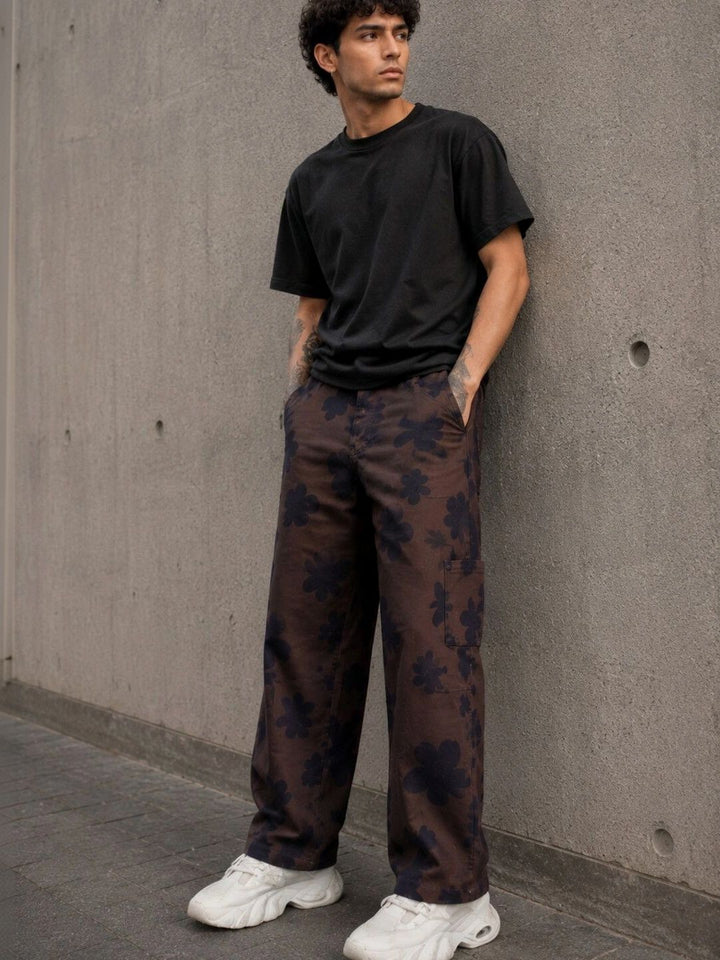 Eszett Men Floral Printed Baggy Fit Cargos Trousers