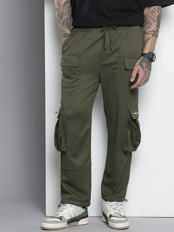 The Indian Garage Co Men Relaxed Fit Textured Cargo Track Pant