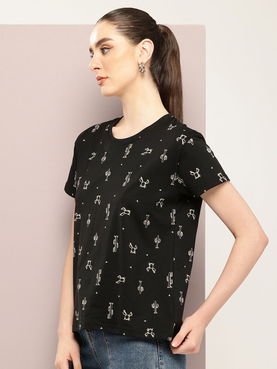 DILLINGER Floral Printed Boxy Pure Super Combed Cotton T-shirt