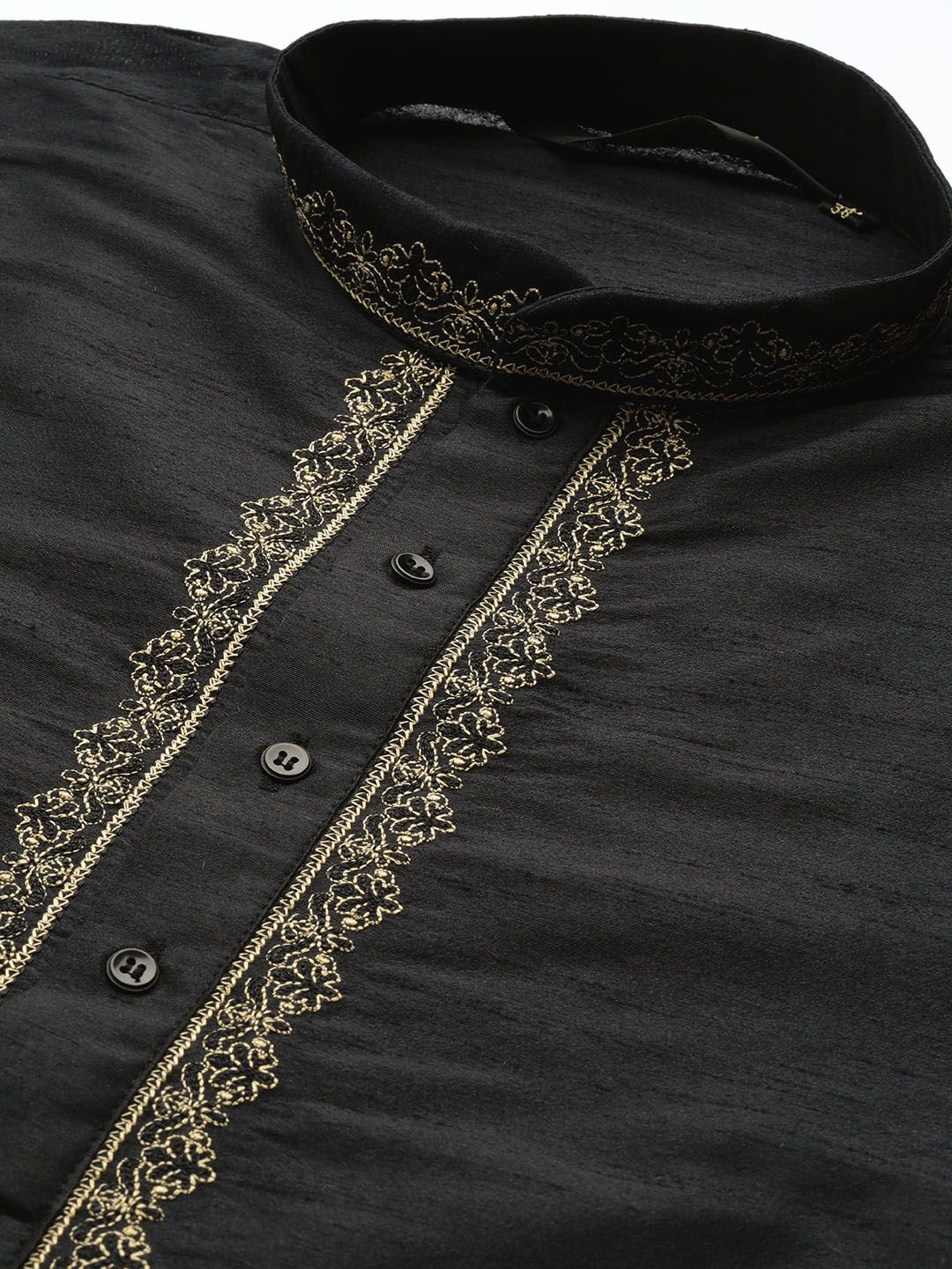 SOJANYA Lelaki Hitam Solid Kurta Lurus