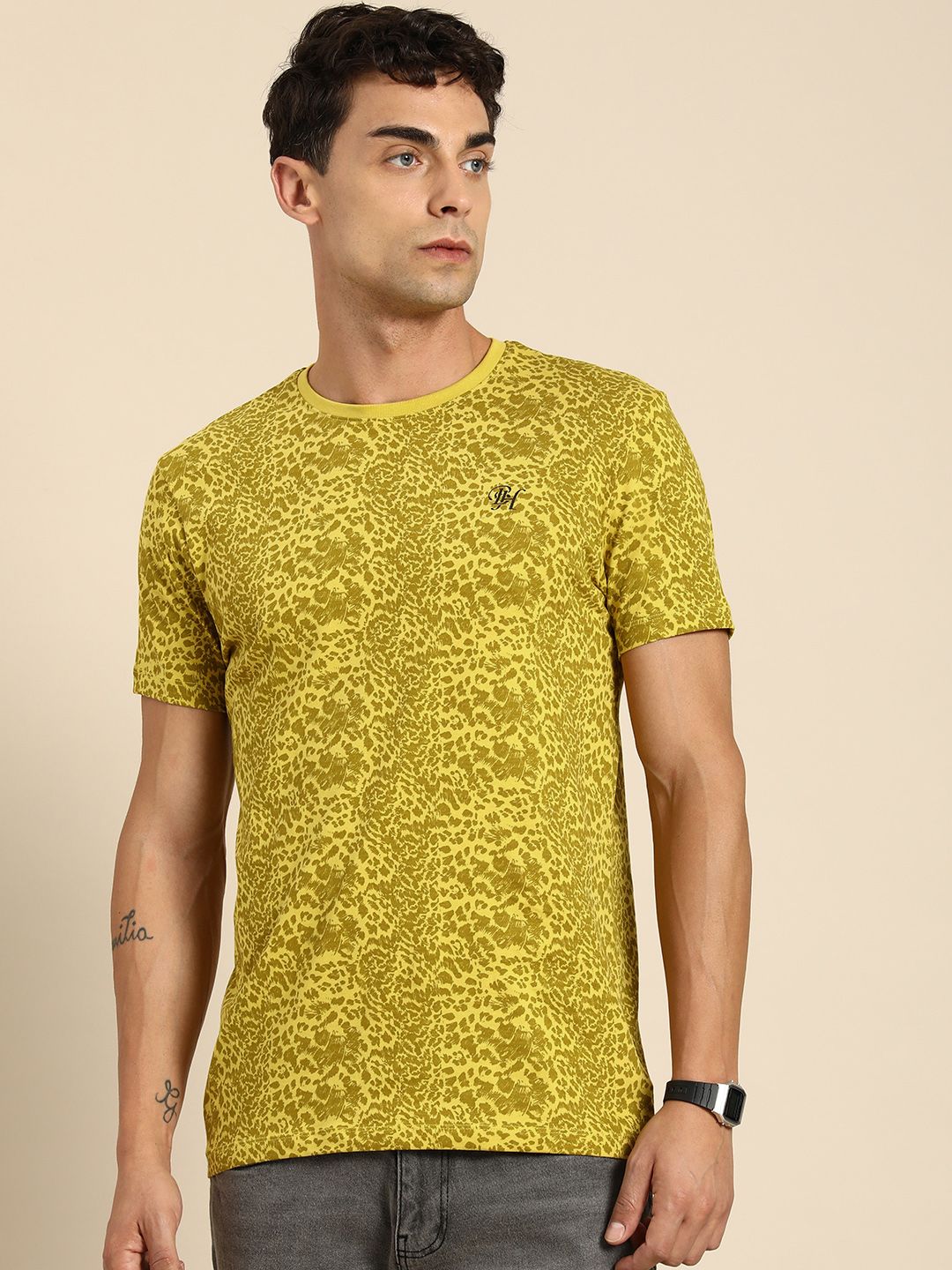 Being Human Pure Cotton Abstract Printed T-shirt
