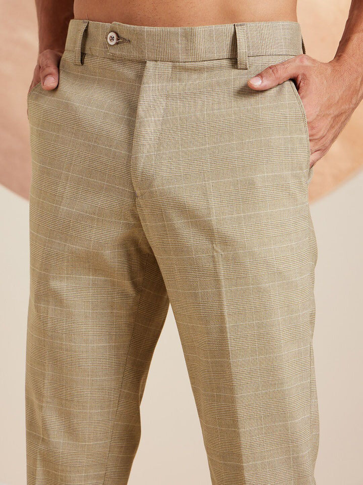 DENNISON Men Checked Smart Tapered Fit Easy Wash Formal Trouser