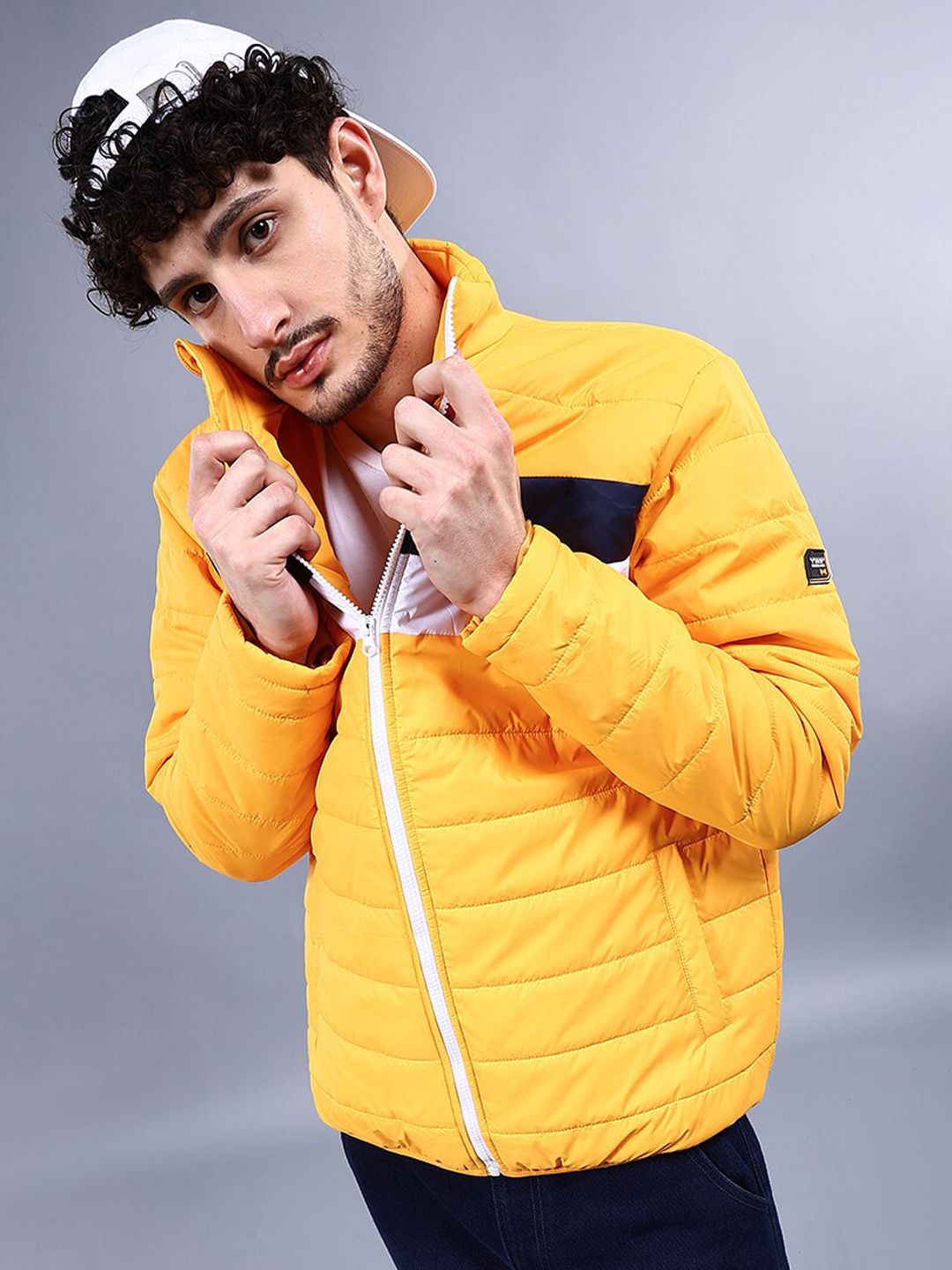 The Indian Garage Co Men Colourblock Regular Fit Puffer Jacket