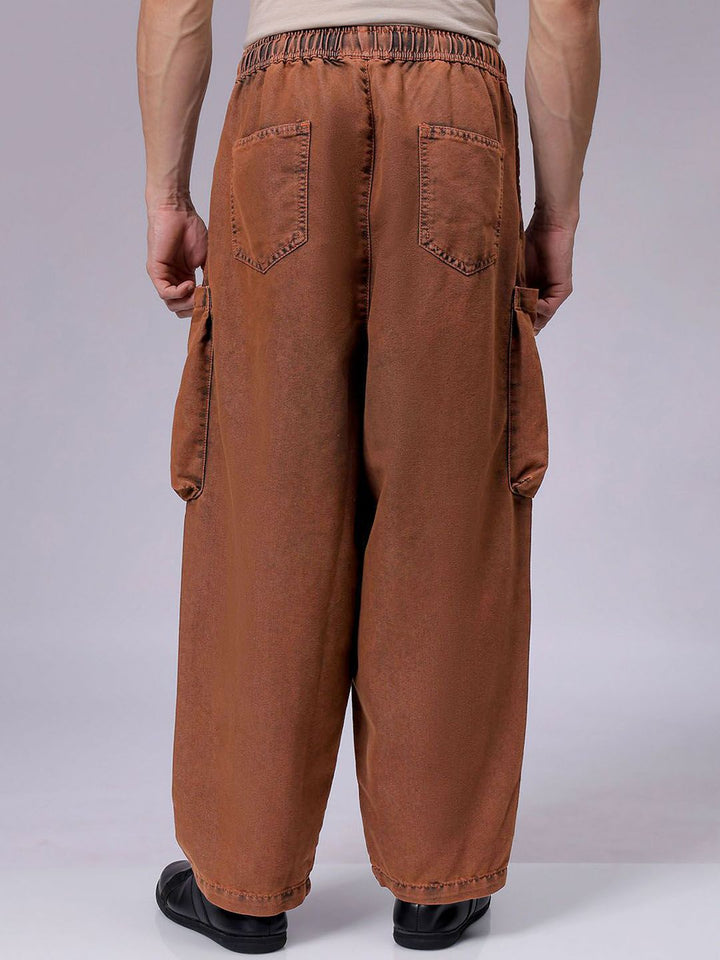 The Indian Garage Co Men Baggy Fit Mid-Rise Cargo Jeans