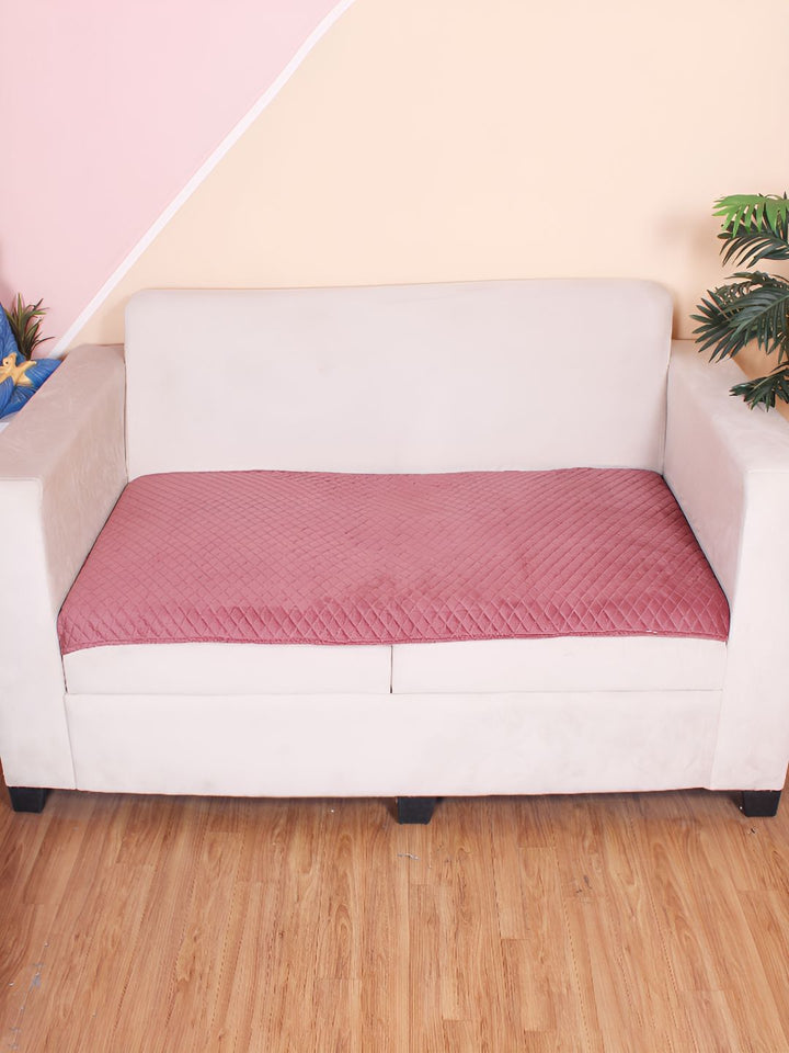 STITCHNEST Pink Self Design 3 Seater Sofa Cover
