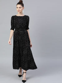 STREET 9 Black Geometric Printed Maxi Dress