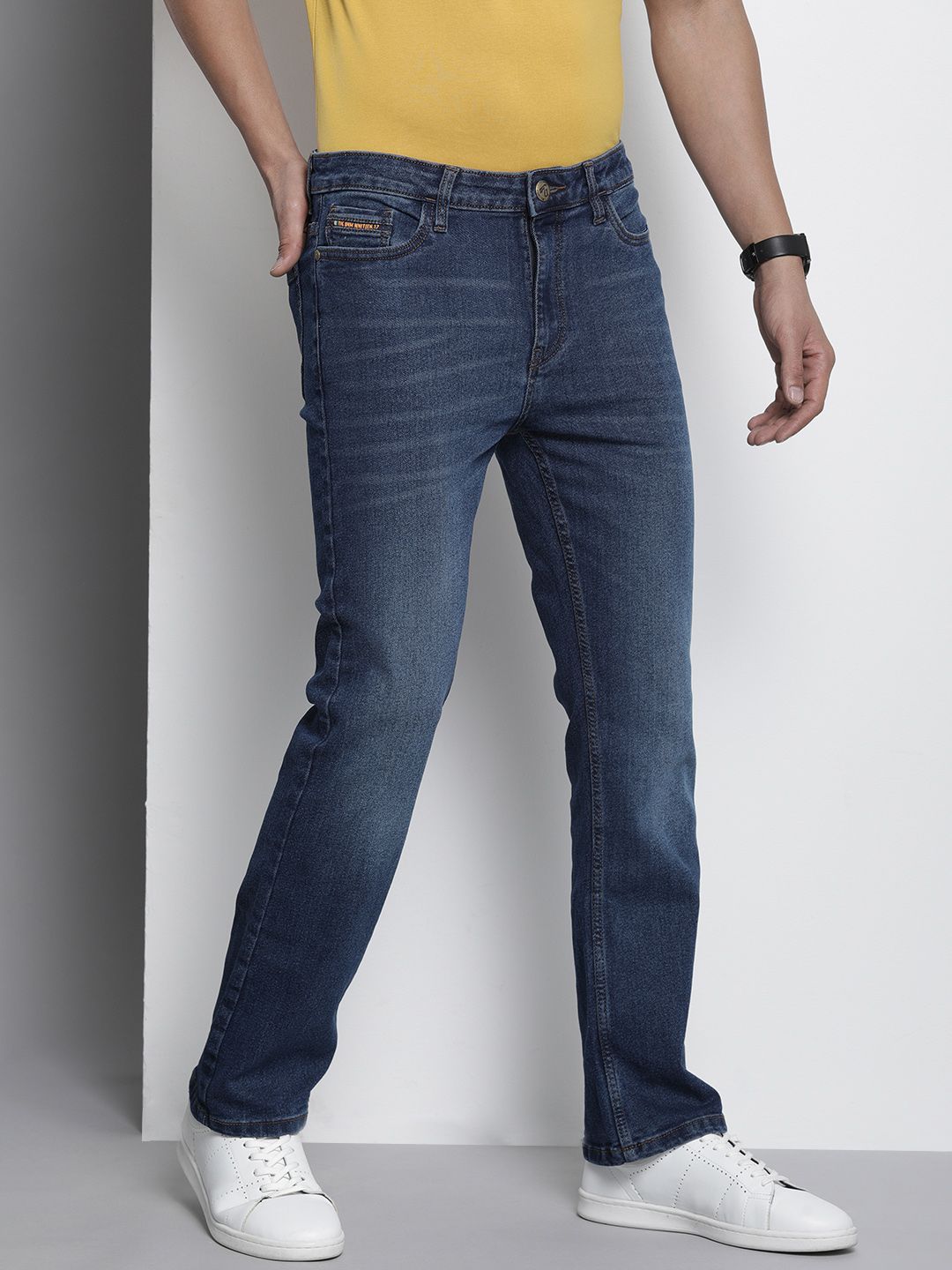The Indian Garage Co Men Bootcut Light Fade Stretchable Jeans