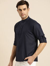 SOJANYA Men Navy Blue Solid Straight Kurta