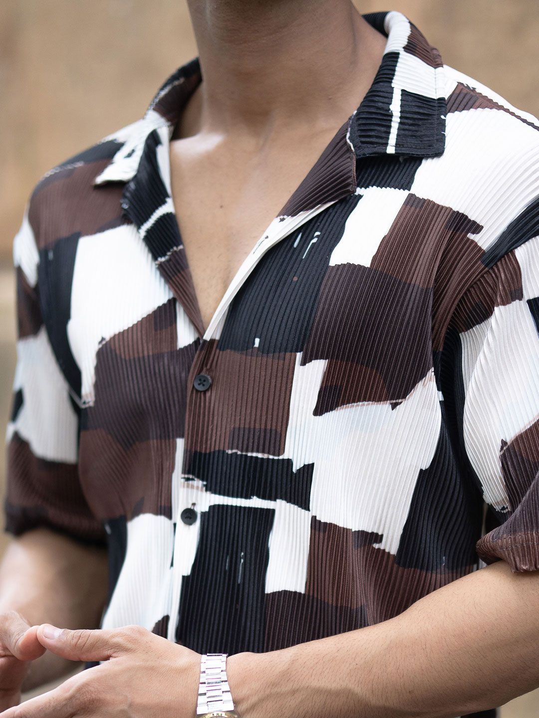 Powerlook Men Relaxed Fit Abstract Printed Spread Collar Casual Shirt