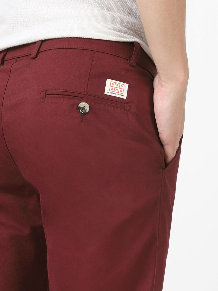 Urbano Fashion Men Maroon Slim Fit Solid Chinos