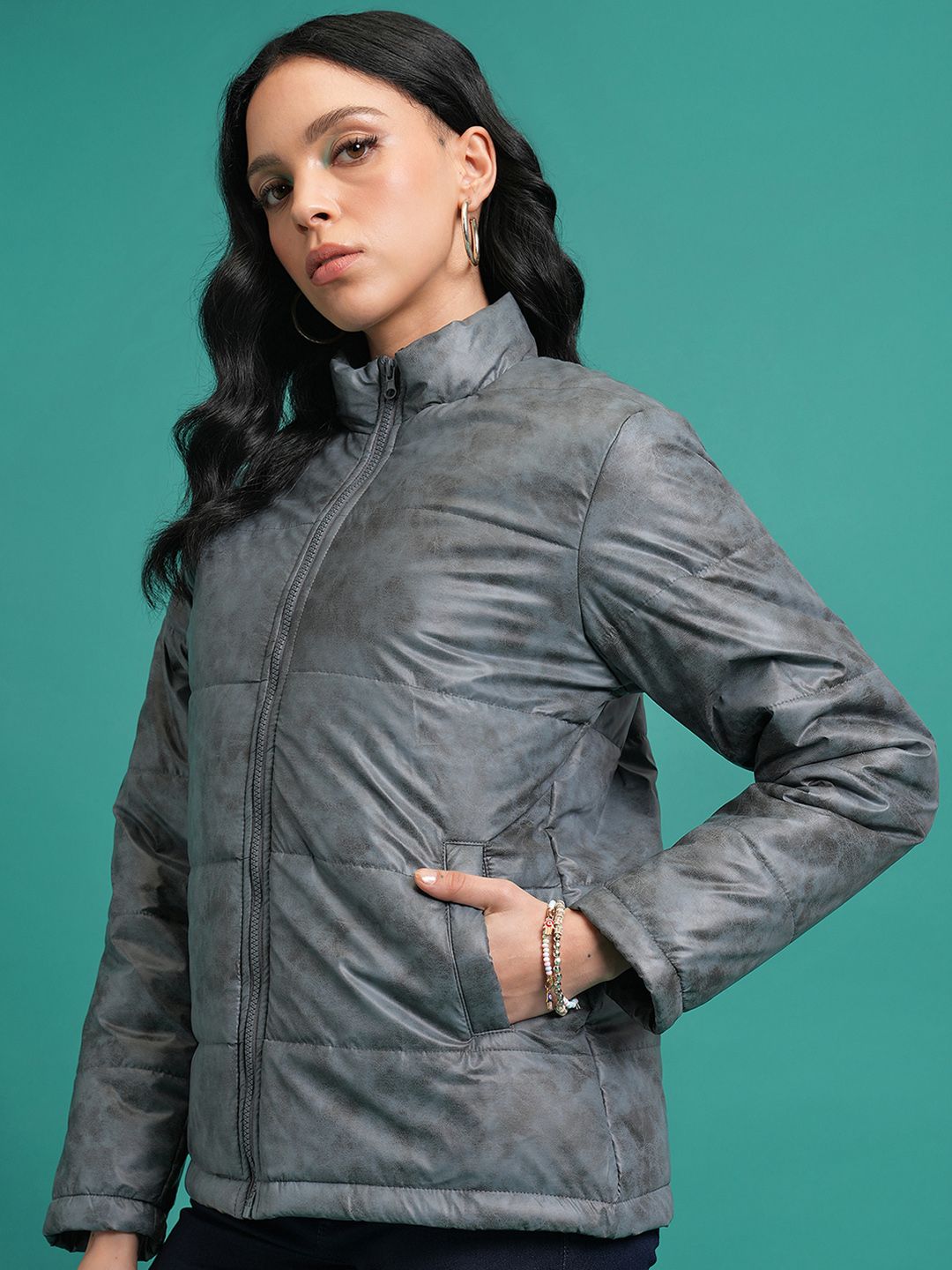 Tokyo Talkies Mock Collar Puffer Jacket