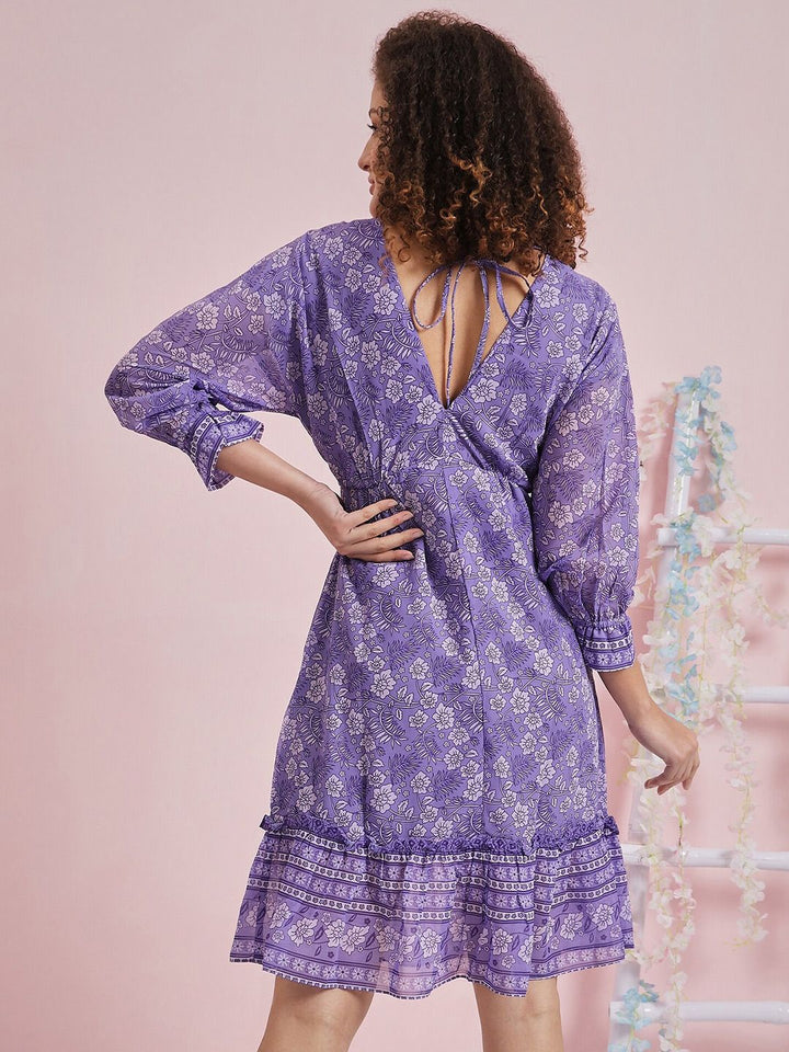Athena Floral Printed Georgette A-line Dress