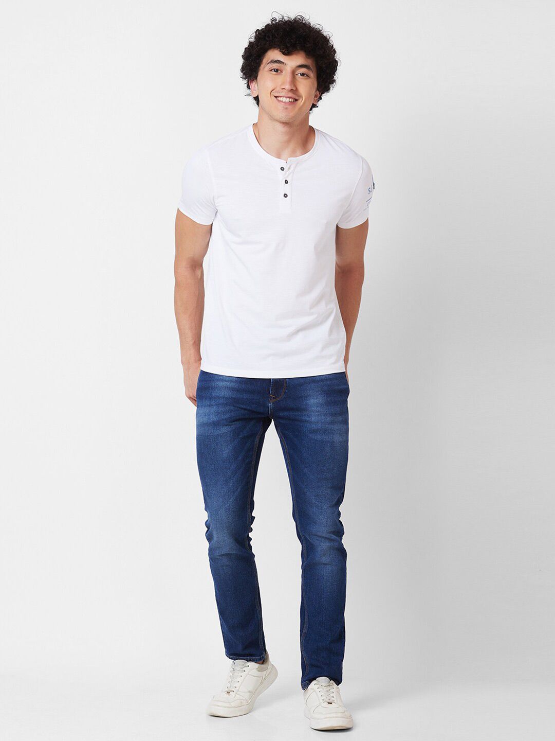 SPYKAR Henley Neck Slim Fit Cotton T-shirt