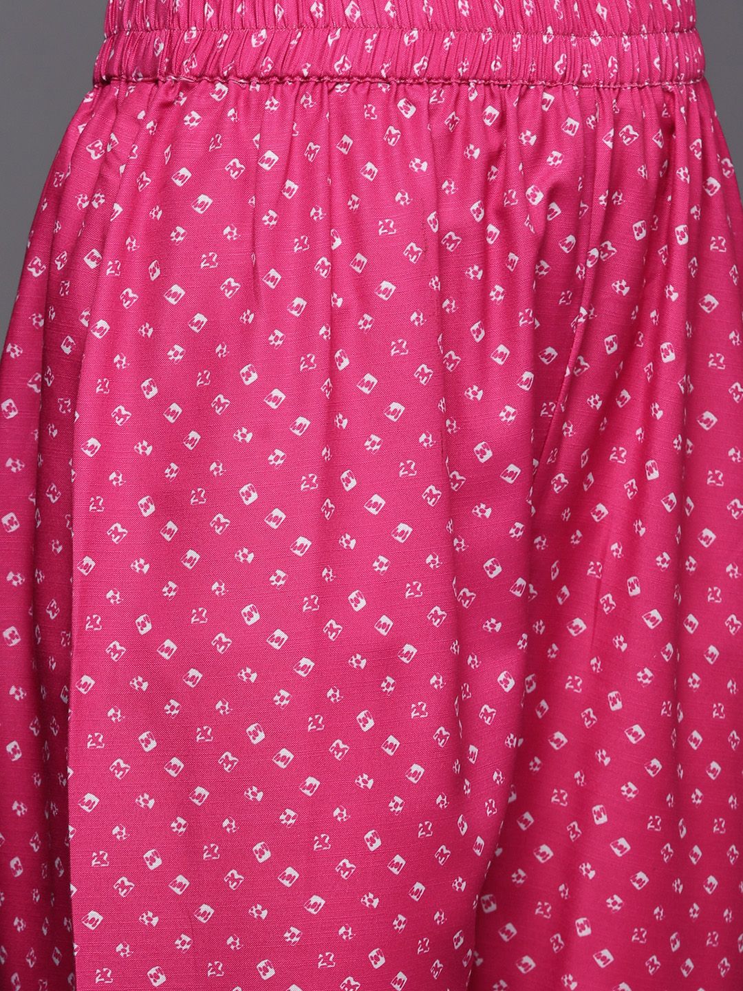 Varanga Women Pink Bandhani Printed Kurta with Trousers & With Dupatta