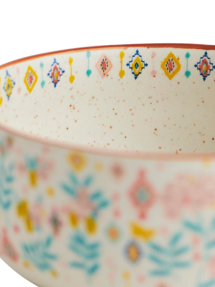 Chumbak White & Blue Floral Ceramic Serving Bowls