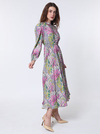 Rareism A-line Geo Floral Midi Dress