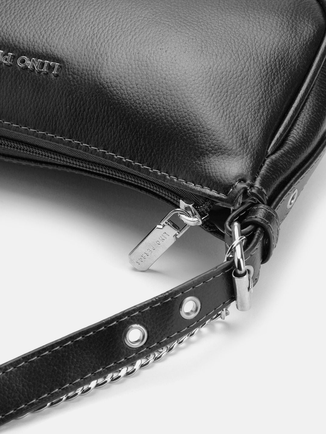 Lino Perros Textured Structured Shoulder Bag With Chain Detail