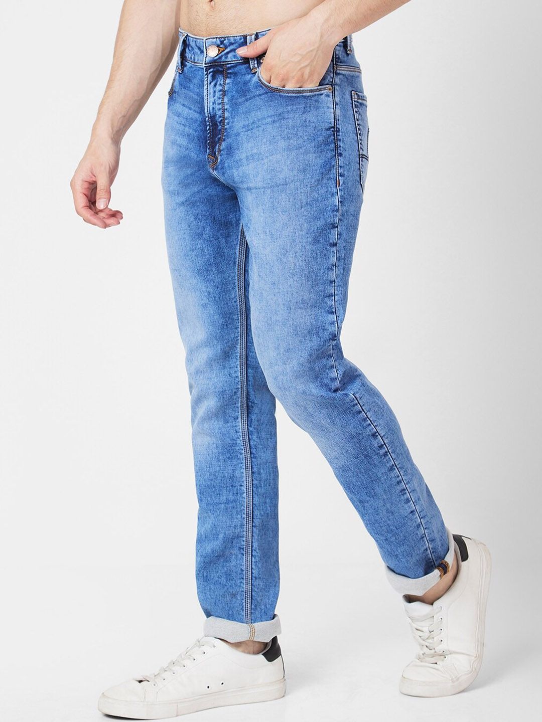 SPYKAR Men Cotton Clean look Straight Fit Heavy Fade Stretchable Jeans