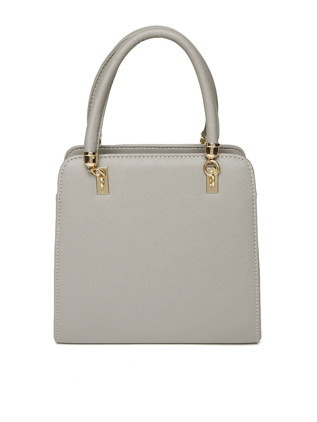 Lino Perros Grey Solid Handheld Bag with Sling Bag