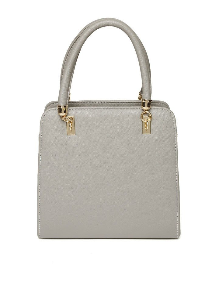 Lino Perros Grey Solid Handheld Bag with Sling Bag